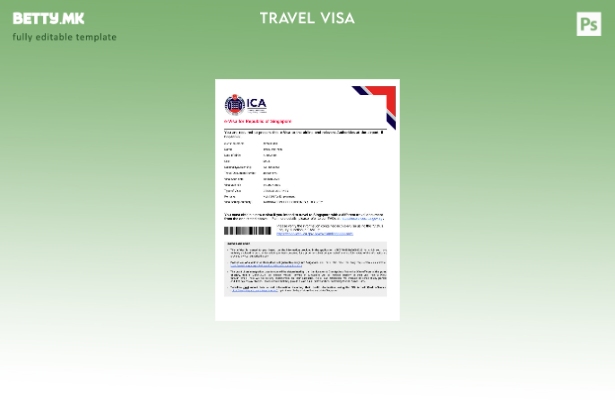 Модерен стил Шаблон за виза за Сингапур во Word и Pdf формати, шаблон за верзија